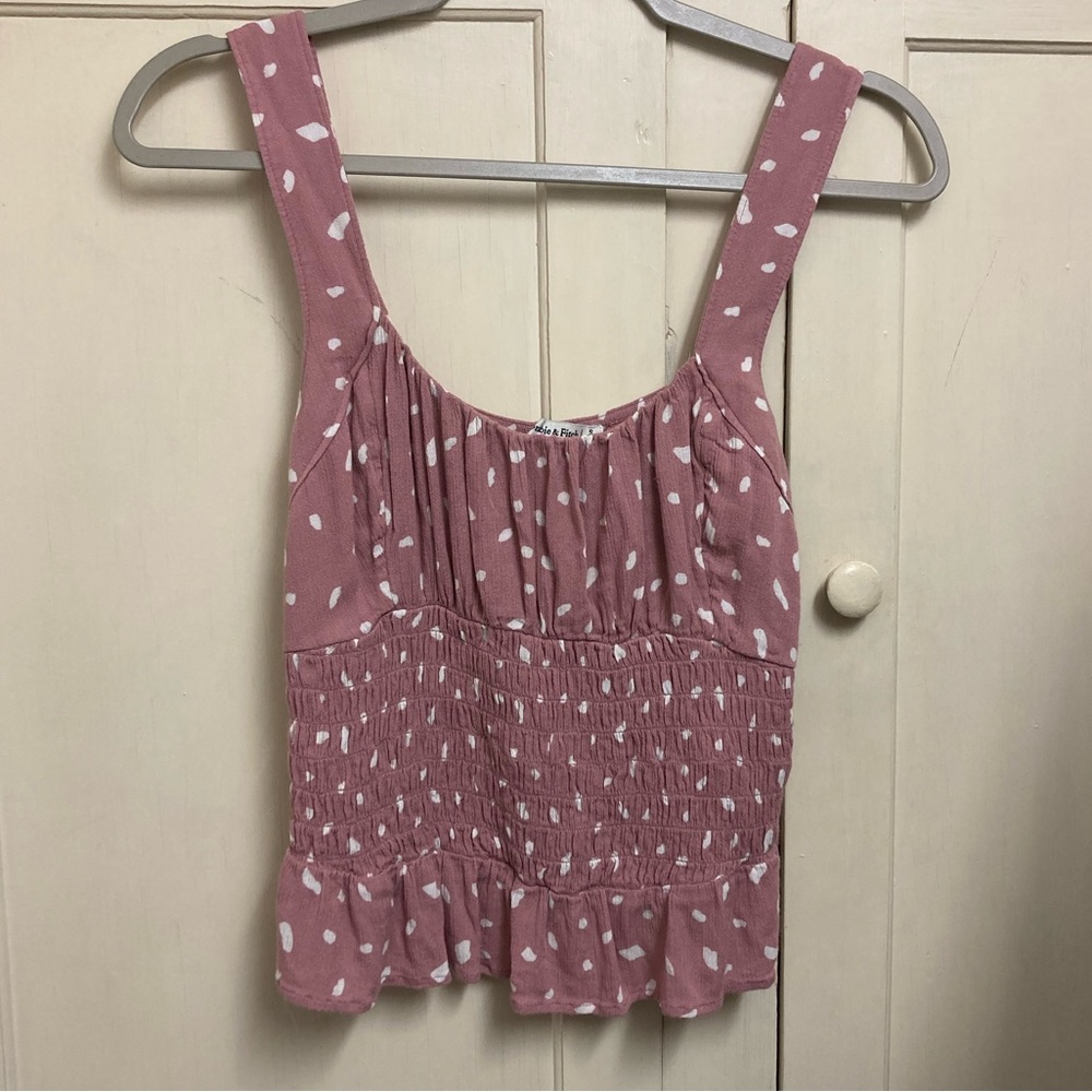 Abercrombie and Fitch Pink Polka Dot Milk Maid Tank Top